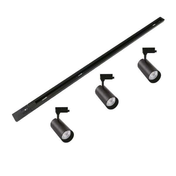 LAMPARA RIEL 1MT NEGRA CON 3 FOCOS 10W (2) LAMPARA RIEL 1MT NEGRA CON 3 FOCOS 10W