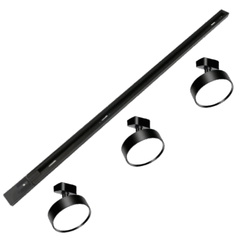 Lámpara Riel Negra 1MT con 3 Focos panel riel 18W