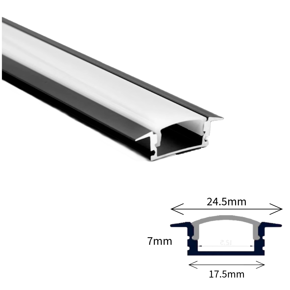 PERFIL BAJO NEGRO EMBUTIDO ILUMAT